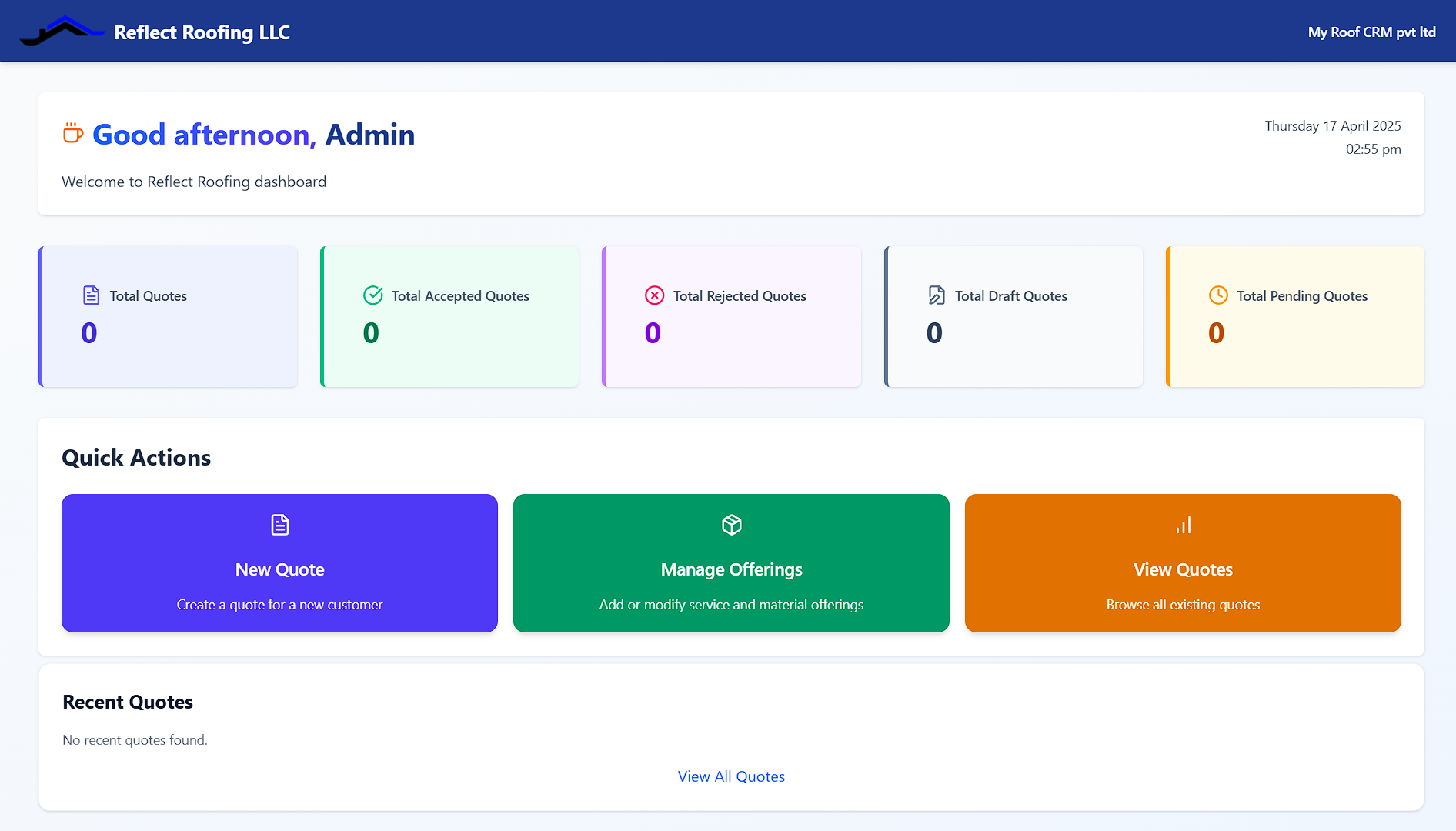 MyRoofCRM Dashboard